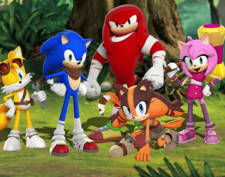 Sonic and the other characters on the forest