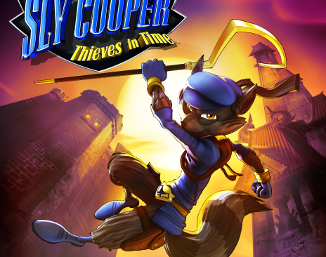 Sly cooper character holding a sword